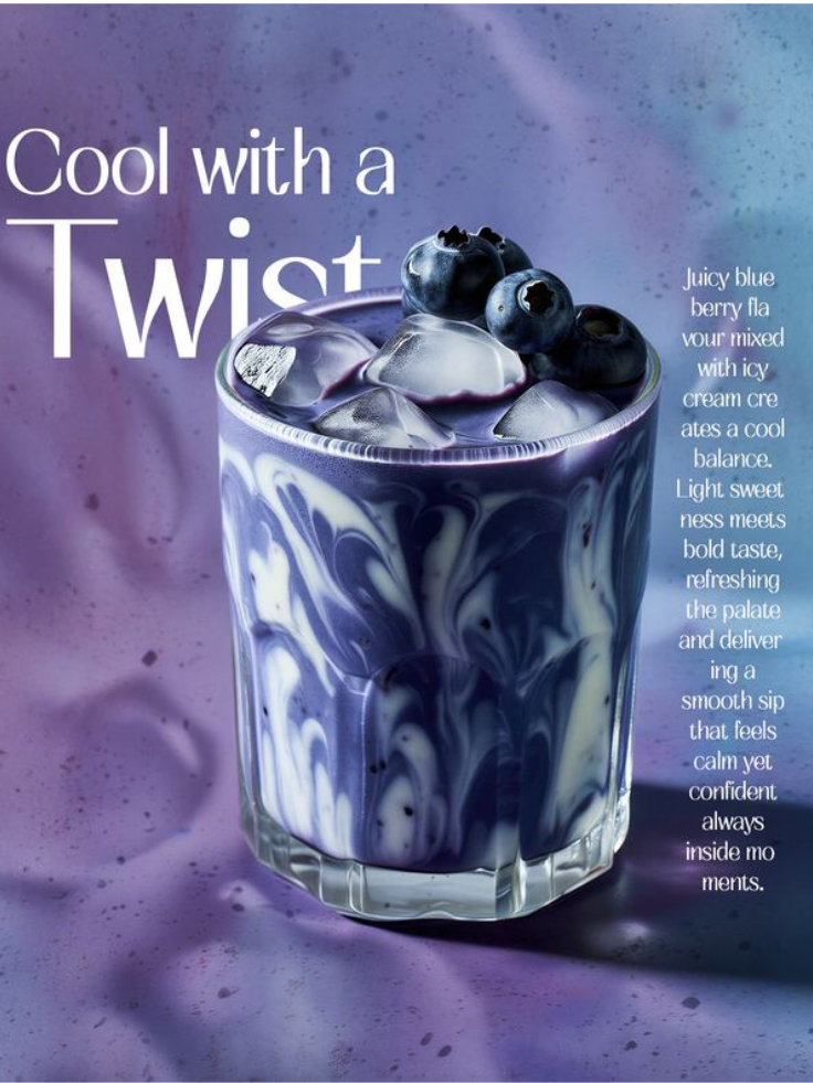 Fresh Blueberry Latte with Creamy Milk